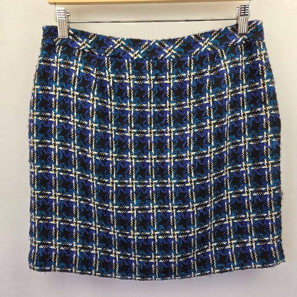 Tahari Blue & Black Mini Skirt With Button Details & Pockets Size XS - Picture 2 of 12